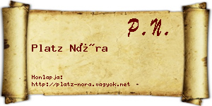 Platz Nóra névjegykártya